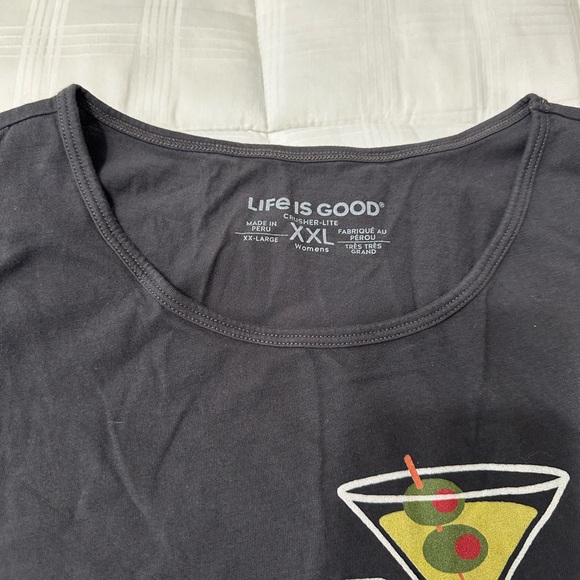 Life Is Good Charcoal Tank Top with Martini Design - Picture 2 of 3